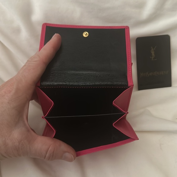 YSL New Hot Pink/Black Double snap Monogram wallet Authentic Clean - Picture 5 of 9